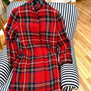 Chen Burkett red plaid coat. Size medium ( fits size 6)